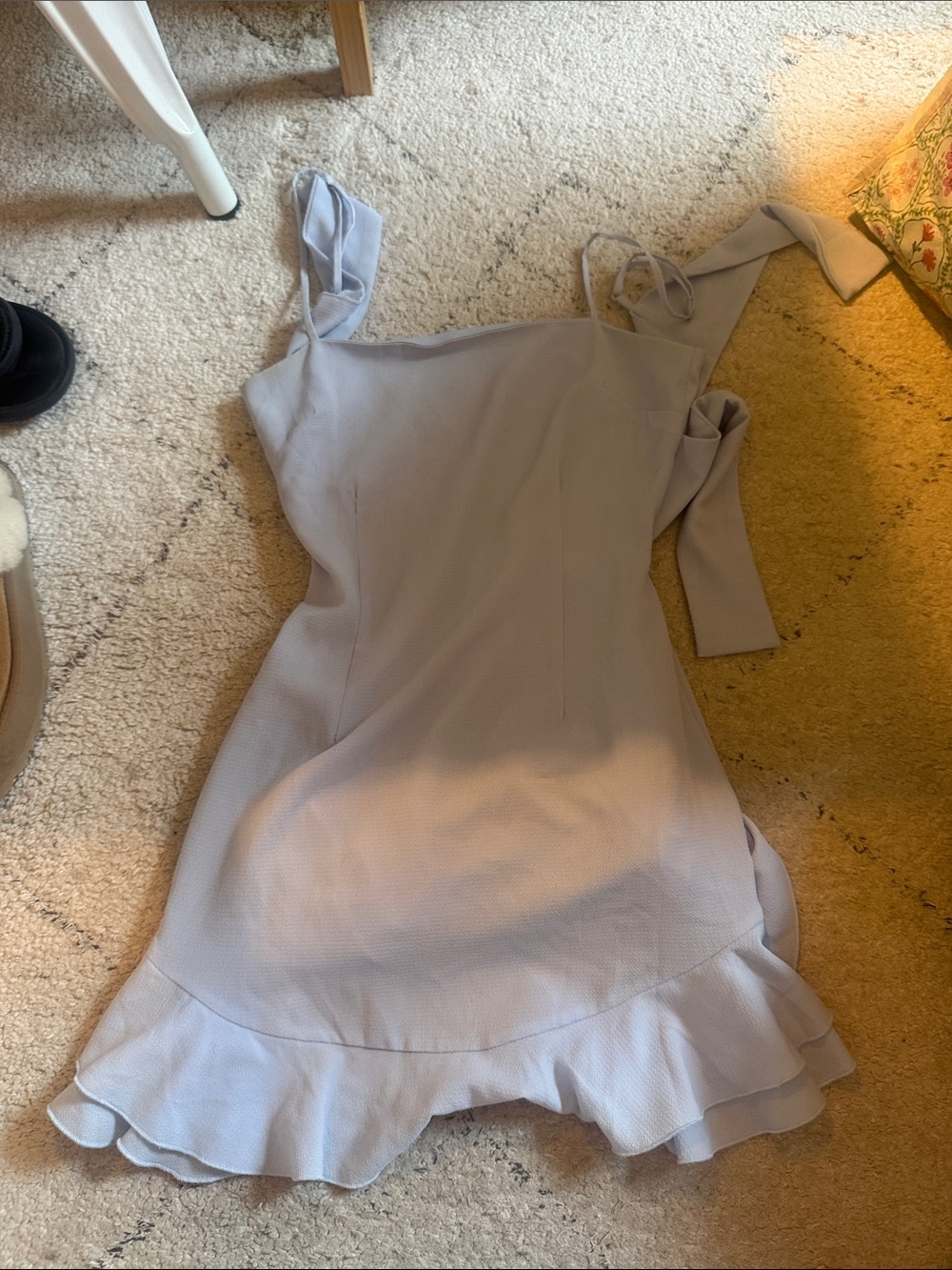 Light Blue Lucy In The Sky Ruffle-Hem Mini Dress